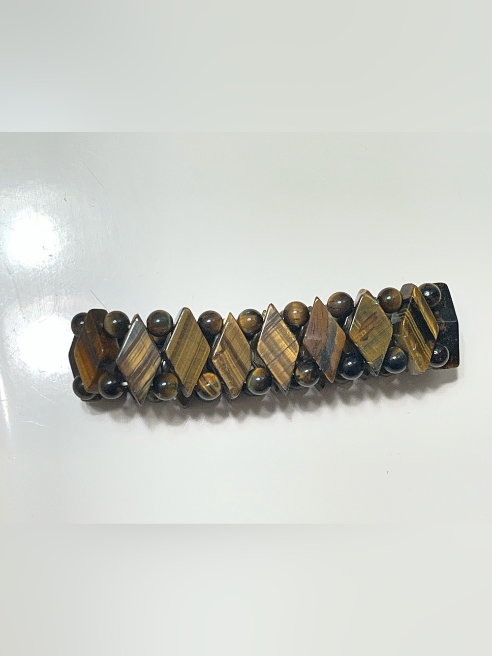 Genuine Tiger Eye Bracelet, Stretch Elastic, Natural Stone
